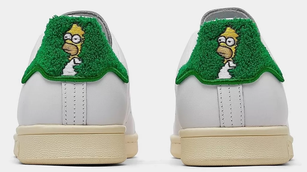 The Simpsons x adidas Stan Smith featuring Homer Simpson meme tribute.