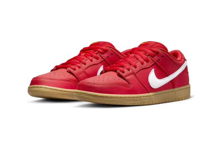Red Alert! The limited edition Nike Dunk Low "University Red Gum" drops this summer. Premium leather, classic Swoosh, grippy gum outsole - all for $115 USD. Stay tuned for Orange Label release details!