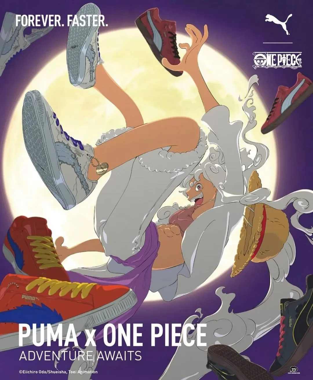 Calling all Nakama! Set your sights on the ultimate collab – One Piece x Puma sets sail next week with a limited-edition collection of PUMA Suede sneakers! Four Legendary Captains, Four Signature Styles Dropping on March 23rd, this collection boasts four unique PUMA Suede designs, each inspired by a beloved One Piece captain: